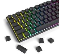 Fogruaden Teclas en blanco, teclas PBT gruesas, perfil cereza, teclas minimalistas grises y negras, juego de 129 teclas con barra espaciadora 7U, teclas personalizadas para teclado mecánico Cherry