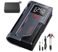Fogukier Arrancador auxiliar con compresor de aire, Arrancador auxiliar para batería de automóvil, Diseño portátil del puente del coche con pantalla digital LED, Jump Box Compresor de aire Power Bank
