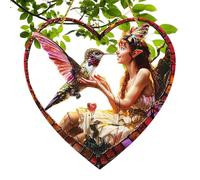 Fogukier Atrapasueños decorativos para ventanas, Atrapasueños en forma de corazón para ventana | Adorno de hadas de ventana 2D,Adorno creativo para exteriores, decoración casera portátil para sala de