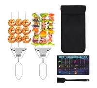 Fogukier Brochetas para barbacoa | Expulsor Deslizante Reutilizable De Acero Inoxidable 3 Puntas,Brochetas de carne y verduras a la parrilla - para Camping Senderismo Picnic Jardín Patio Actividades
