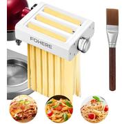 FOHERE 3-en-1 Accesorio para Pasta para Batidoras de Pie KitchenAid, Incluye Rodillo de Pasta, Cortador de Fettuccine, Cortador de Espagueti y Cepillo de Limpieza (7 Grosores Ajustables)