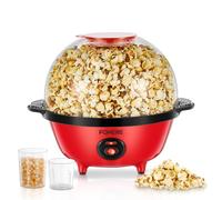 FOHERE 4,5L Palomitero, 700W Maquina Palomitas Incluye 2 Tazas Medidoras de Granos de Maíz, Azúcar y Aceite, Agitación Automática Electrico Palomitera para las Vacaciones y las Noches de Cine, Rojo