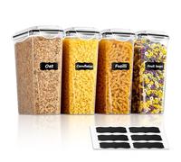FOHERE 4 Piezas Recipientes Herméticos para Alimentos con Tapas 3.7L, Plastico Bote Hermetico Sin BPA, Botes Cocina Almacenaje para Cereales, Pasta, Granos o Harina, con 6 Etiquetas