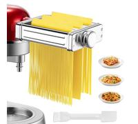 FOHERE Accesorio de pasta 3 en 1 planetaria para KitchenAid, accesorio para máquina de pasta completamente de metal, juego de laminadora de acero inoxidable con lasaña, cintas y cortadores, 8 ajustes