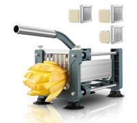 FOHERE Cortador de patatas fritas manual, 6 mm 9 mm 13 mm cuchillas de acero inoxidable, corte de patatas fritas profesionales, apto para zanahorias, ñames y pepinos, cuenta con patas antideslizantes