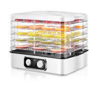 FOHERE Deshidratador de Alimentos, Temperatura Ajustable 35-70°C | Deshidratador de Frutas y Verduras con 5 Bandejas Ajustables, para Frutas, Carnes, Verduras y Hierbas, Receta