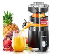 FOHERE Exprimidor de Naranjas Eléctrico, 100W Exprimidor Eléctrico con Boquilla Antigoteo y Motor Silencioso, 2 Conos Intercambiables para Limón, Naranja, Uvas y Granadas