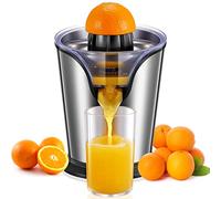 FOHERE Exprimidor Eléctrico de Naranjas y Cítricos Juicer 100 W, Doble Cono, Boquilla Antigoteo e Interruptor de Presión, Plata