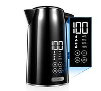 Fohere Hervidor Eléctrico con termostato ajustable, 4 temperaturas preestablecidas para hervidor de té, hervidor de agua de acero inoxidable de 1,7L, función de mantenimiento caliente durante 4 horas