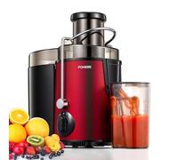 FOHERE Licuadora para Verduras y Frutas 400W de Acero Inoxidable, 3 Velocidades Extractor de Zumos y Verduras con, Extractor de Jugos con Función Antigoteo, Cepillo Incluido, Fácil de Limpiar