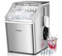 FOHERE Macchina per Ghiaccio Acciaio Inox, 24kg/24h, 24 Cubetti in 10-15 Min, Serbatoio 3,2L con Timer, Auto-pulizia e Sbrinamento, Doppio Riempimento, Silenziosa 35dB, Bar, Casa e Ristorazione