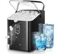 FOHERE Máquina de cubitos de hielo, cubitos de hielo en 5 minutos, 14 kg en 24 horas, mini máquina de cubitos de hielo autolimpiable, 2 tamaños de cubitos de hielo para cocina (Negro)