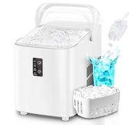 FOHERE Máquina de cubitos de hielo, cubitos de hielo en 5 minutos, 14 kg en 24 horas, mini máquina de cubitos de hielo autolimpiable, 2 tamaños de cubitos de hielo para cocina (Blanco)