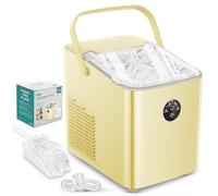 FOHERE Maquina de Hielo 14KG, Maquina de Hacer Hielo, 5-8 Minutos Fabricación de Hielo, Autolimpiable, Maquina de Cubitos de Hielo Domestica, 2 Tamaños de Hielo (Amarillo)