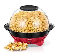 FOHERE Palomitero - 5.5L Retro Máquina de Palomitas con Capa Antiadherente - Máquina para Hacer Palomitas de Maíz Fácil de Usar - Silencioso y Rápido(entre 4 min) (Rojo)