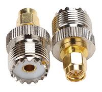 Fohevers 2 adaptadores de antena UHF hembra a SMA macho, UHF hembra SO239 PL259, conector UHF a SMA antena RF adaptador coaxial para TV, dispositivos LAN inalámbricos, radios Wi-Fi, antena externa