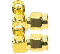 Fohevers 2 adaptadores RP-SMA macho a SMA hembra de 90 grados RP SMA conector RF coaxial adaptador coaxial para antena radio WiFi router FPV Dron móvil