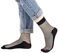 Fohevers 5 Pares de Calcetines de Rejilla, Calcetines de Red Mujer Transparentes Elásticos de Tobillo