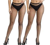 Fohevers Medias de Cintura Alta para Mujer, Mallas de Red de Control Superior para Halloween, Cosplay, Baile, M Red-2 Paquete, Talla Única