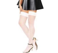 Fohevers Medias de Mujer para Liguero, Liguero Muslo Medias de Tirantes Negras para Mujer, Medias Tirantes de Encaje y Medias de Rejilla, Hasta el Muslo, Medias Altas de Muslo de Rejilla