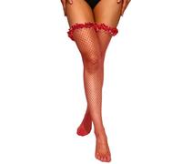 Fohevers Medias de red para mujer, malla de malla sin silicona, red pequeña, rosso, talla única