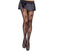 Fohevers Medias de Rejillas, Mujer estampado Calcetines de Malla Alto Elástico Vintage Cintura Alta Curvy Hot Durable Pantimedias,calavera