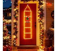 Fohil Luces de Navidad Exterior, LED Escalera con Papá Noel,8 Modos Impermeable Decoración Navidad Exterior para Jardín, Ventana, Adornos Navideños Interior