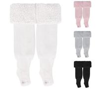 Fohuanky Mallas Térmicas Abrigadas con Pies para Niña/Niño, Forro Polar - Recién Nacido, Bebé, Infantil 0-6 Años - Suaves, Cálidas para Vestidos y Botas (FR/ES, Edad, 2 años, 4 años, Blanco)