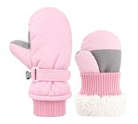 Fohuanky Manoplas Impermeables para Niños, Forro Polar de Invierno | Capa TPU interior, palma antideslizante, ajuste de muñeca y clip de unión, para trineo y juegos en la nieve, 2-8 años
