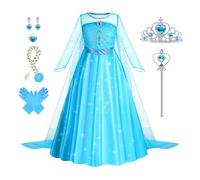 Foierp Vestido Princesa Elsa Disfraz Princesa Elsa Niña con Accesorios Disfraces Elsa para Fiesta Halloween Cumpleaños Carnaval Cosplay