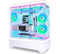 FOIFKIN F1 Caja PC - Ventilador ARGB 5 PWM preinstalado, Carcasa ATX Mid-Tower Gaming PC, Cristal panorámico de 270° (Blanco, F1)