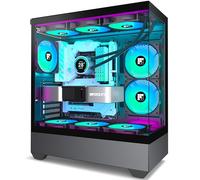 FOIFKIN F1 Caja PC - Ventilador ARGB 5 PWM preinstalado, Carcasa ATX Mid-Tower Gaming PC, Cristal panorámico de 270° (Negro, F1)