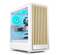FOIFKIN M1 Caja PC - Panel Frontal de Nogal - 4 Ventiladores ARGB PWM preinstalados - Carcasa de PC ATX Mid-Tower para Juegos (Blanco, M1)