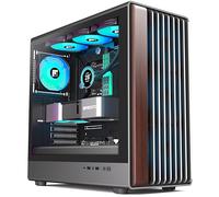 FOIFKIN M2 - Caja de ordenador de madera de nogal, ventilador ARGB 7 PWM preinstalado (3 x 140 mm y 4 x 120 mm), ATX Mid-Tower PC con Type-C, negro