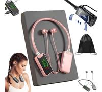 Foihletpath Sports Karaoke Bluetooth Earphones, Wireless Sound Card Live Streaming Earphone, Neckband Digital Display Bluetooth Headset, Come with a Microphone, Editing and LED Display (Pink)