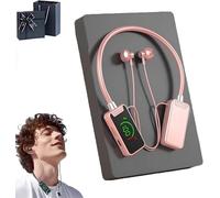 Foihletpath Sports & Karaoke Bluetooth Earphones with Wireless Sound Card, Built-in Mic, LED Display & Audio Editing, Neck-Hanging Earbuds for Live Streaming/Broadcasting - Unisex (Pink)