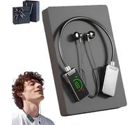 Foihletpath Sports & Karaoke Bluetooth Earphones with Wireless Sound Card, Built-in Mic, LED Display & Audio Editing, Neck-Hanging Earbuds for Live Streaming/Broadcasting - Unisex (Black)