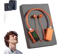 Foihletpath Sports & Karaoke Bluetooth Earphones with Wireless Sound Card, Built-in Mic, LED Display & Audio Editing, Neck-Hanging Earbuds for Live Streaming/Broadcasting - Unisex (Orange)