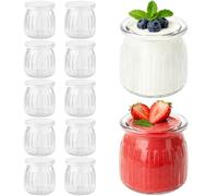 FoiiLiio 12 Piezas Tarros de yogur con tapa,200 ml Vasos Yogurtera con Tapa,Botes de Cristal con Tapas pare Yogures,Botes Cristal Pequeños,Pequeños Para Postre pare Yogures,Miel,Natillas