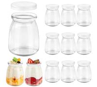 FoiiLiio 12 vasos yogurtera con tapa,150 ml Vasos yogurtera,Pequeños Para Postre,Botes de cristal para yogurt,Tarros de yogur con tapa,para Yogur,Natillas,Pudding