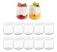 FoiiLiio 12 vasos yogurtera con tapa,200 ml Vasos yogurtera,Pequeños Para Postre,Botes de cristal para yogurt,Tarros de yogur con tapa,para Yogur,Natillas,Pudding