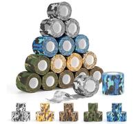 FoiiLiio 15 Rollos 5cm x 4.5m Tape Crossfit, Camuflaje Venda Autoadhesiva para Muñeca Tobillo Dedo, Venda Cohesiva para Gatos Perros