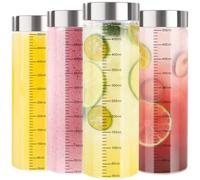 FoiiLiio 4pcs Botellas de Cristal para Zumo con Tapas,Botes Pequeños de Cristal de 500ml,botellas de jugo de vidrio de con tapas,Botellas de Vidrio Vacías para Jugo,Batidos,Smoothie