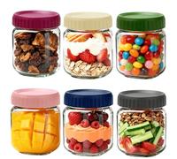 FoiiLiio 6 Piezas Tarros de Cristal con Tapa,500ml Tarros de Avena Nocturna,Botes de Cristal con Tapa Hermética,Overnight Oats Jar,tarros de almacenamiento de vidrio para Mermeladas,yogur,Mason Jar