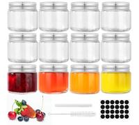 FoiiLiio Botes Cristal Pequeños, 12pcs 60ml/2ozMini Botella de Vidrio, Botella de Cristal Pequeña Reutilizables, Botellas Vidrio Portátil para Jugos, Aceite, Leche
