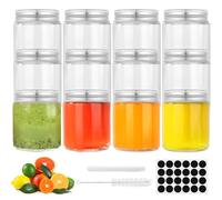 FoiiLiio Botes Cristal Pequeños Herméticos, 12pcs 90ml /3oz Mini Botellitas de Vidrio para Rellenar, Botella de Cristal Pequeña Reutilizables, Botellas Vidrio Portátil para Jugos, Aceite, Leche