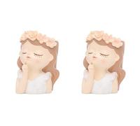 FOIJPPINP 2X Kit de Maceta para Plantas Suculentas de Hadas Pequeñas con Orificio de Drenaje, Maceta para Cactus de Interior de 4 Pulgadas, Floreros Únicos y Lindos, Decoración D