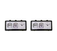 FOIJPPINP 2X Reloj Despertador Mecánico Novedad Flip Clock Reloj Digital de Escritorio con Calendario Reloj Decoración del Hogar Decoración Retro, Negro
