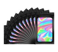 Foil Bags - 100-Piece Smell Proof Storage, Holographic Treat Packaging Pouches | Resealable Zip Lock Design Usage Candy Food Goodie Party Favors Bracelet Shop Shipping Storage Packaging Supplies