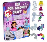 Foil Fun Art Kit for Kids - Reusable Princesses & Unicorns Foil Art for Girls, DIY Mess-Free Girls Craft Kit w/Magnets, Ideal Travel Toy for Kids Ages 4 5 6 7 8 9 10 11 12